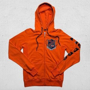 E5‎ College Classics NCAA Auburn Tigers Rhinestone Full Zip Hoodie Orange S
